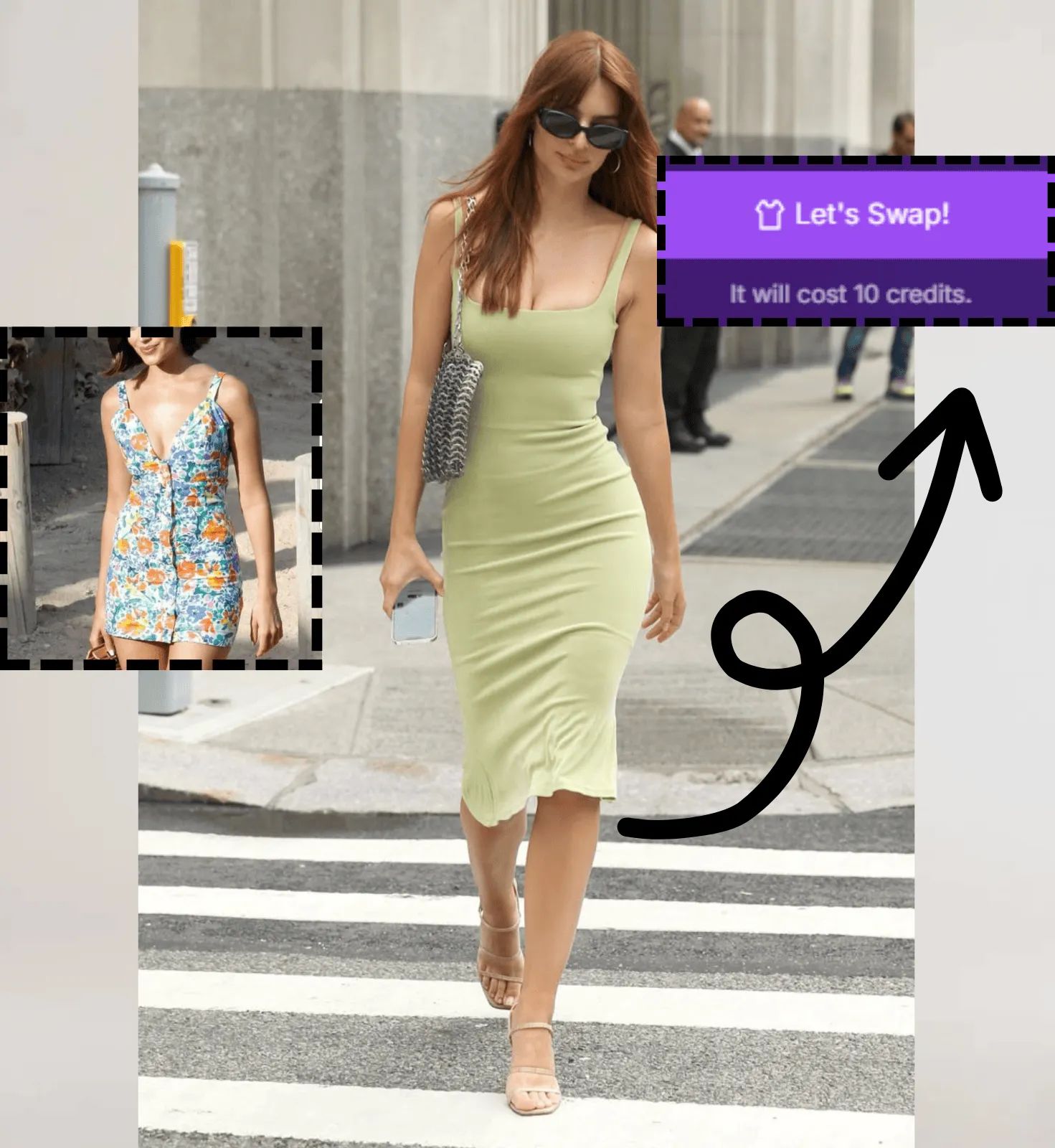 Se cargaron dos fotos y el cambio de ropa comenzó con un clic.