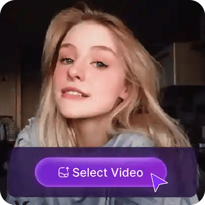Selfie av en blond jente med et klistremerke som viser "velg video"-knappen, brukt som materiale i veiledningen for aldersveksler for ansikt.