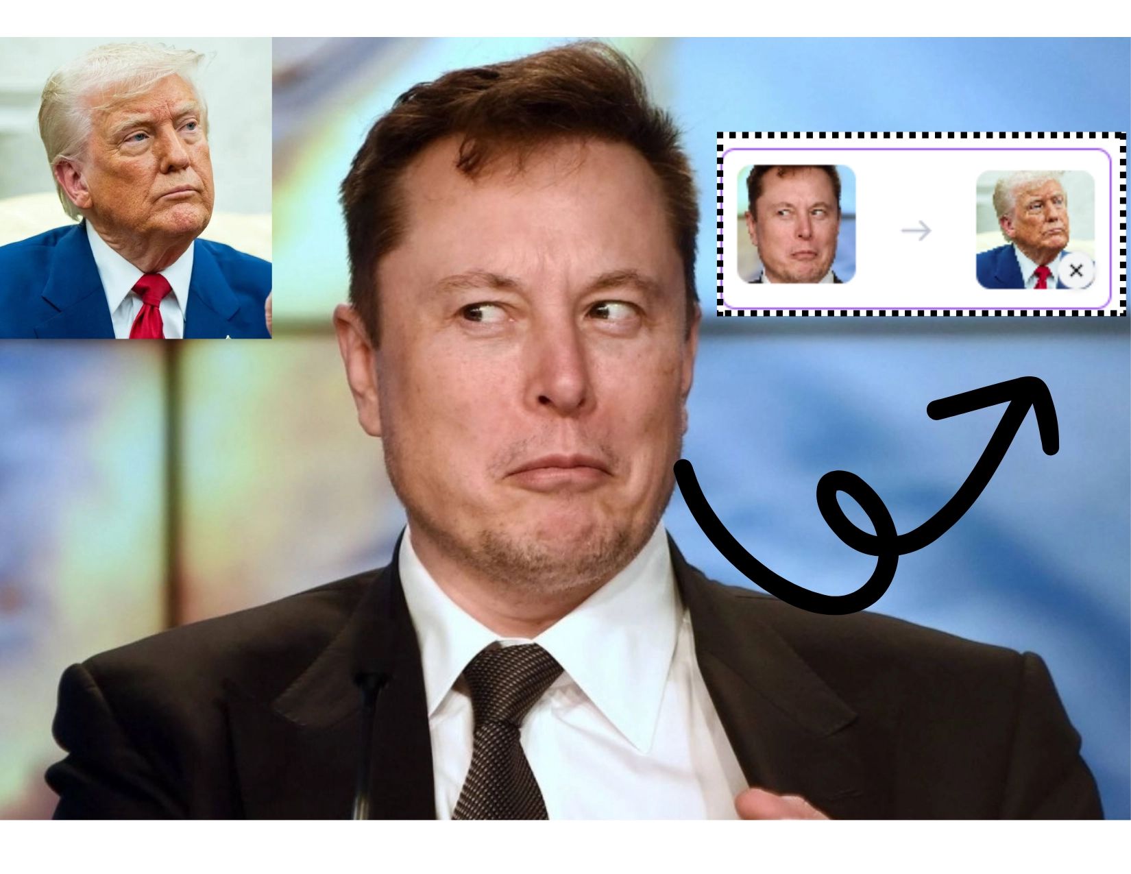 GIF-Face-Swap Tutorial Trinn 2: AI-verktøyet vil automatisk oppdage ansiktet i GIF. Last opp bildet av ansiktet du vil bytte inn - her bruker vi et bilde av Donald Trump.