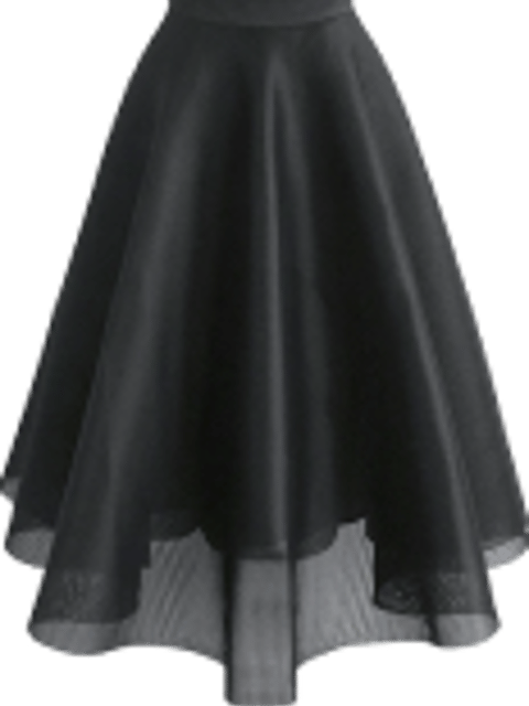 Un vestido negro sin mangas, plantilla para el intercambio de ropa de IA.