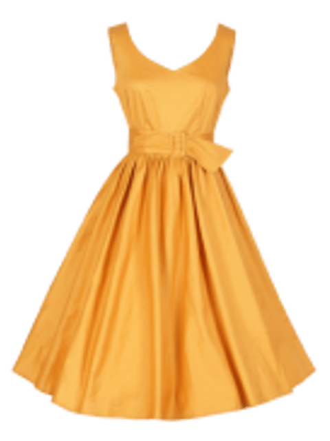Un vestido naranja sin mangas, plantilla para el intercambio de ropa con IA.