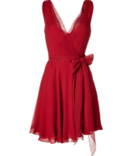 Un vestido rojo sin mangas, plantilla para el intercambio de ropa de IA.