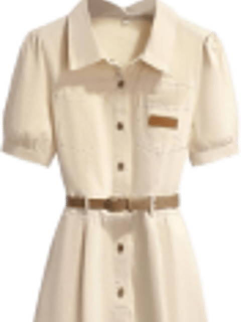 Un vestido blanco de manga larga, plantilla para el intercambio de ropa de IA.