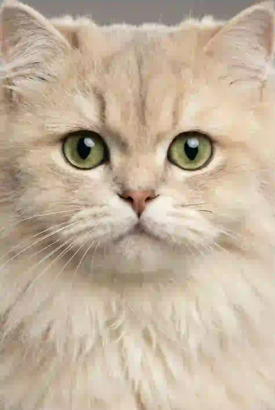 Portrait of a Persian cat with plain background. Template for AI furry art generator.
