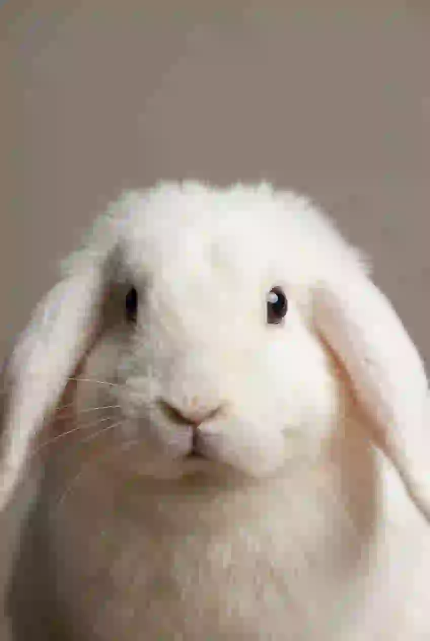 Portrait of a lop-eared rabbit. Template for AI furry art generator.