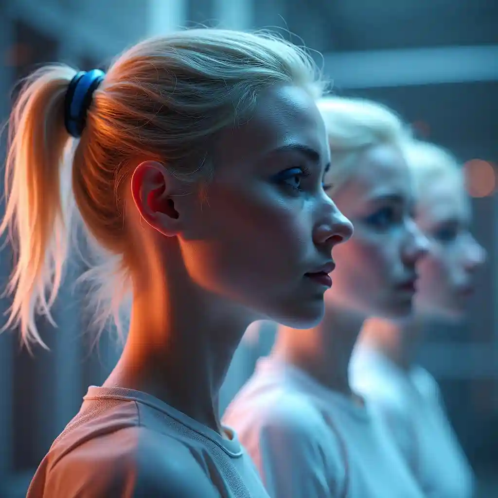 Un processus d'échange de tête sans couture chez trois femmes blanches hared, guidées par l'intelligence artificielle avancée.