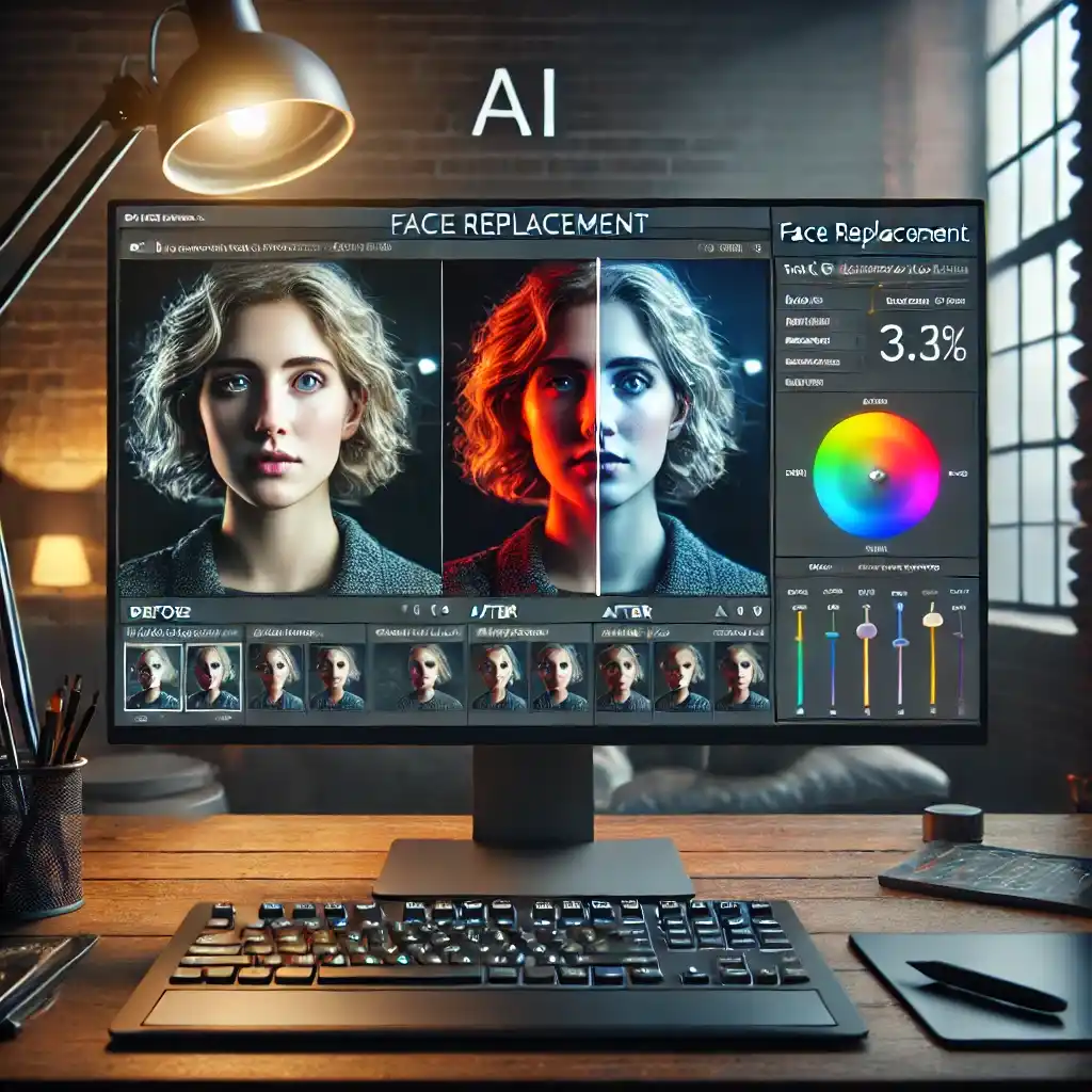 Kunstig intelligens justerer for belysning af uoverensstemmelser i ansigtsbyttede billeder for at sikre problemfri integration med filmscener.