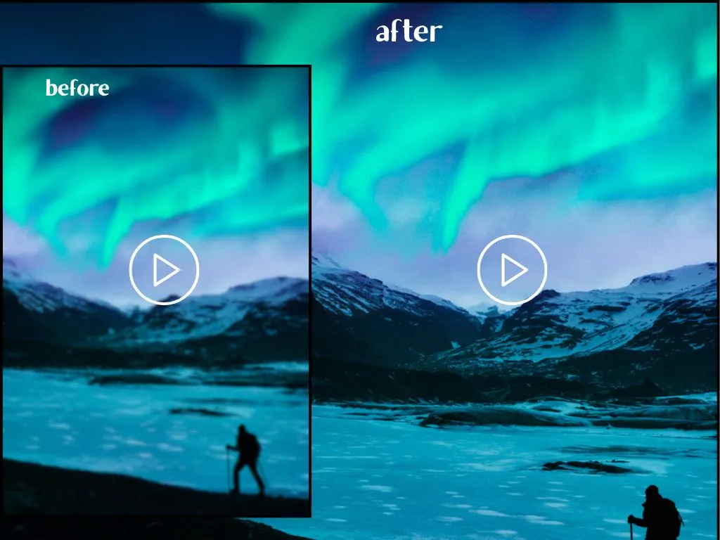 Aurora Landscape видео превращается в HD -версию с использованием Video Enhancer