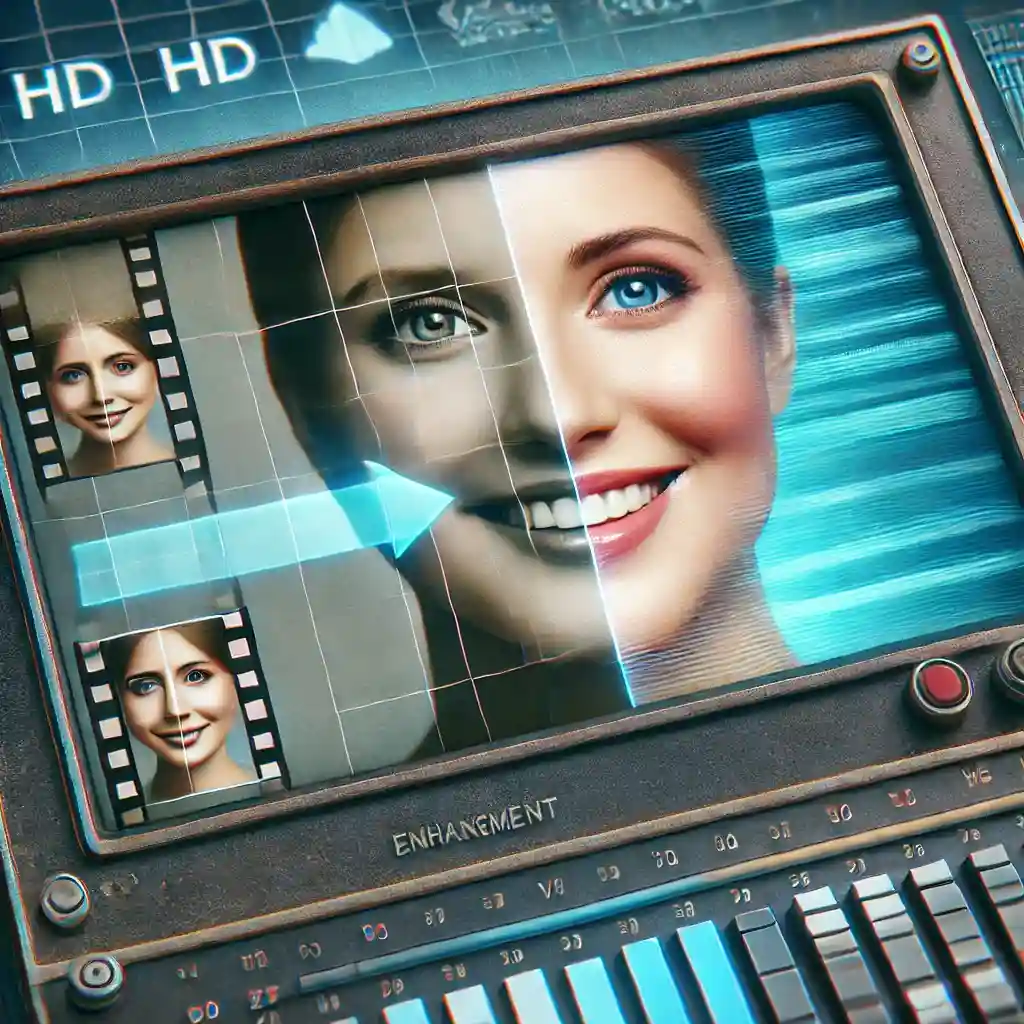 Overgang fra gamle, kornede videooptagelser for at rydde, levende HD -optagelser.