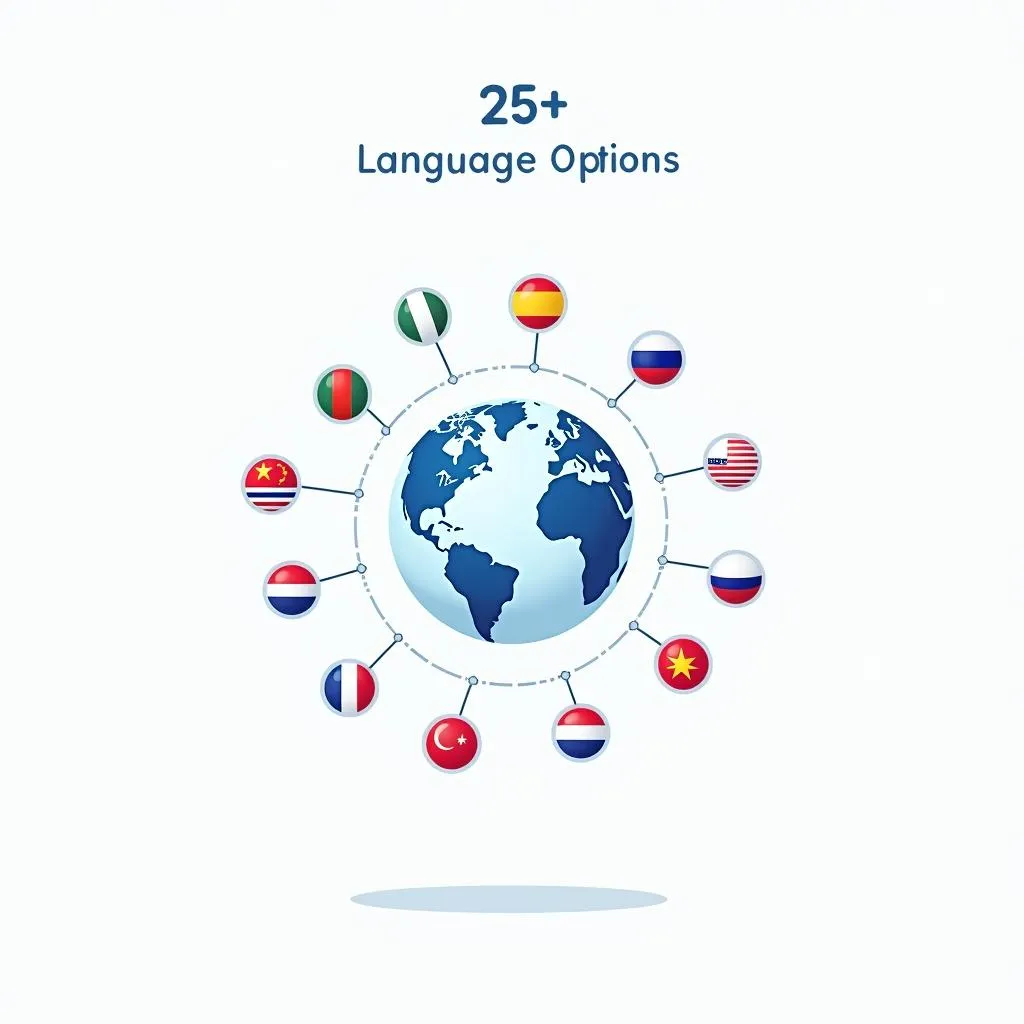 Le système linguistique multiple de la voix de l'IA Swapper est disponible en plus de 25 langues pour tous les antécédents de langue.