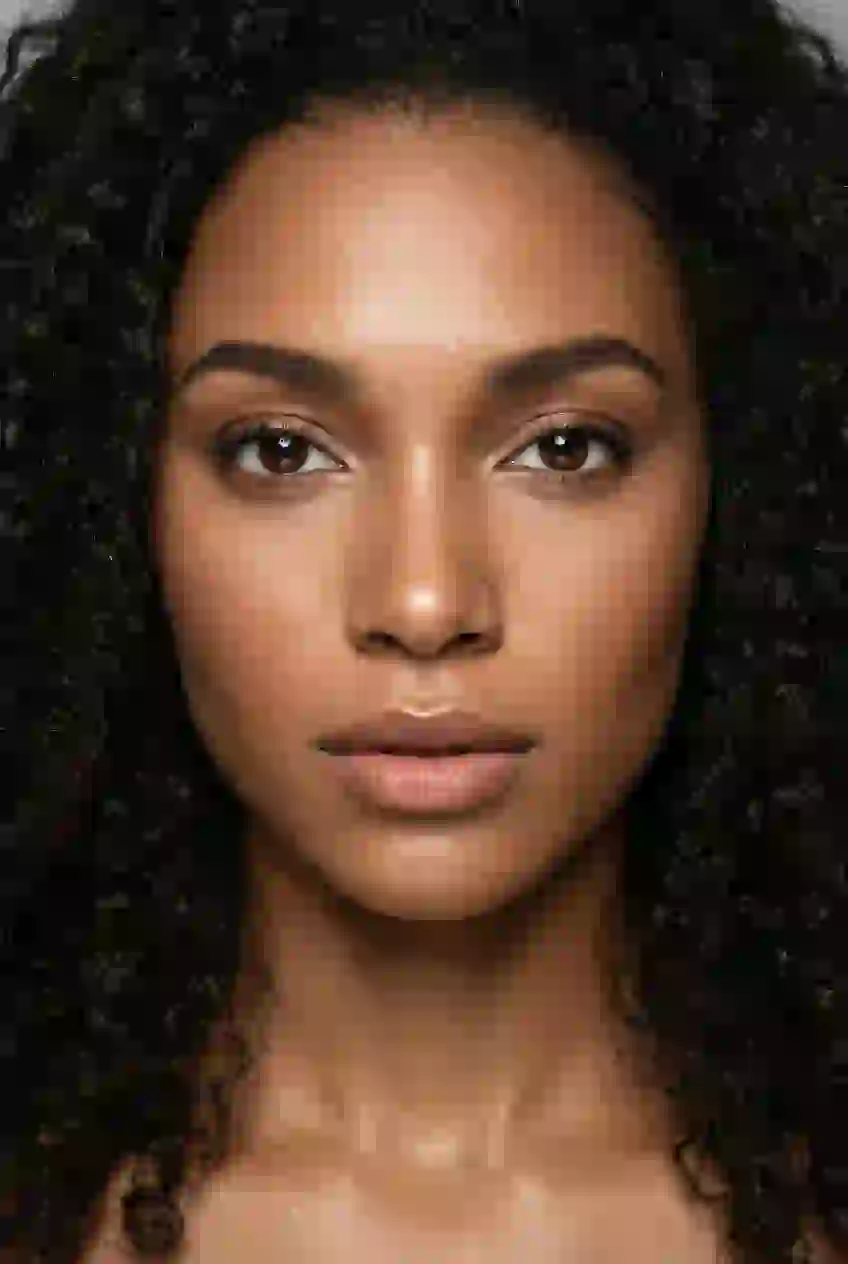 Portrait of an African beauty with curly hair. Template for AI baby filter.