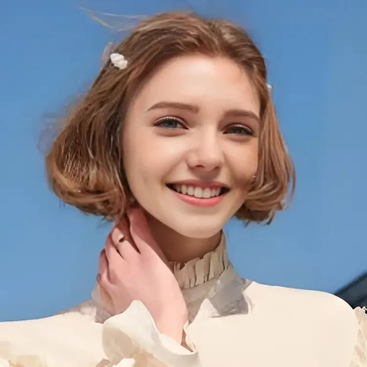Osoba bez bez wyrazu na twarzy przed użyciem wgłębionego efektu uśmiechu.