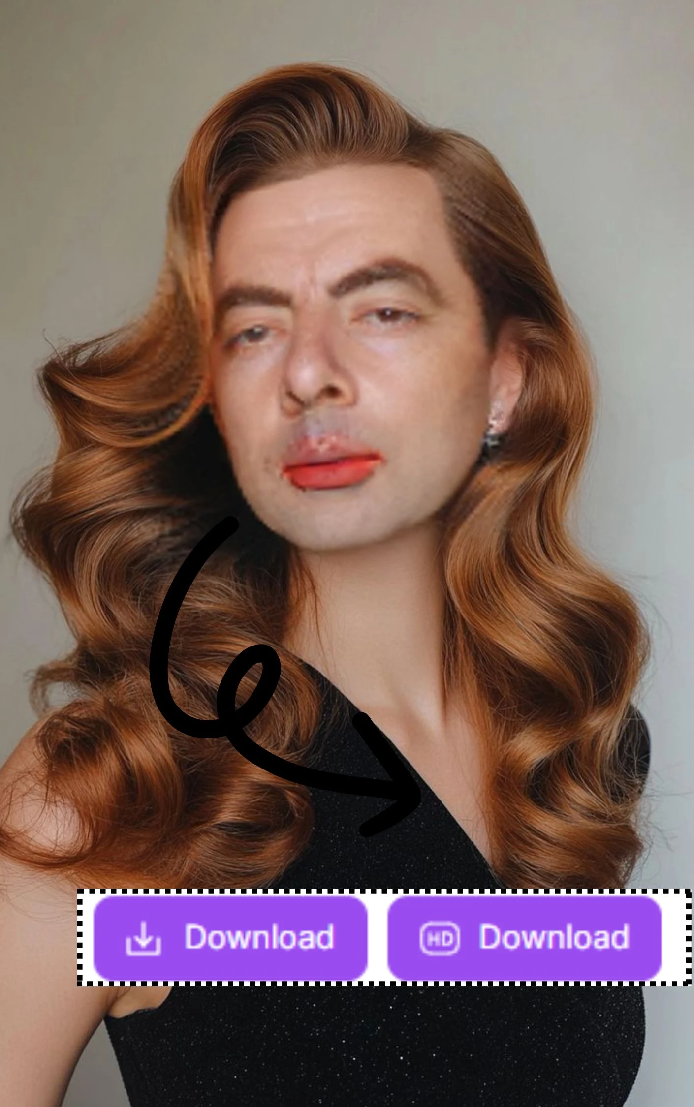 Photo-Face-Swap Tutorial Step 3: After uploading two photos, you can start to replace face in photo. You'll now have a photo of the woman with Mr. Bean's face swapped in. Finally, click 