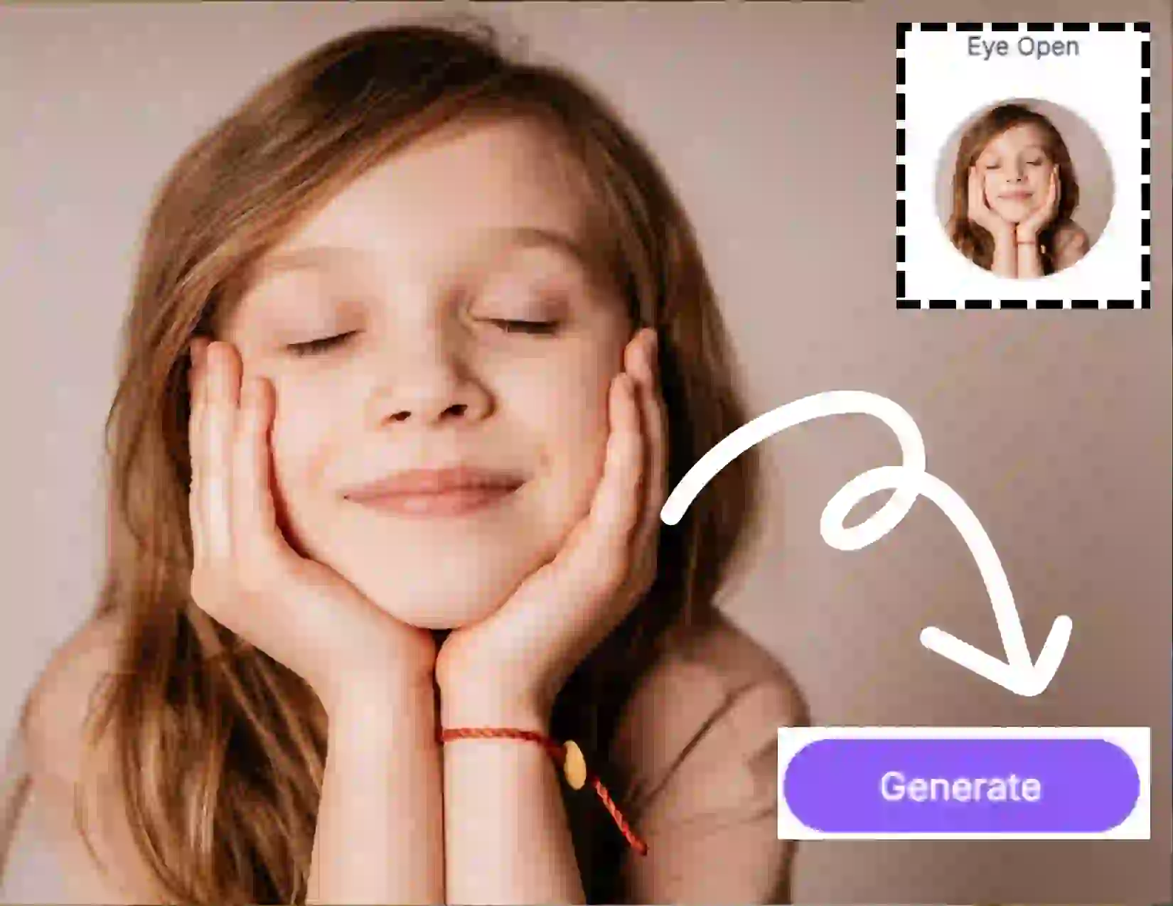 This is open eyes in photo Step 2. The AI tool will automatically detect the face in the photo. Click the