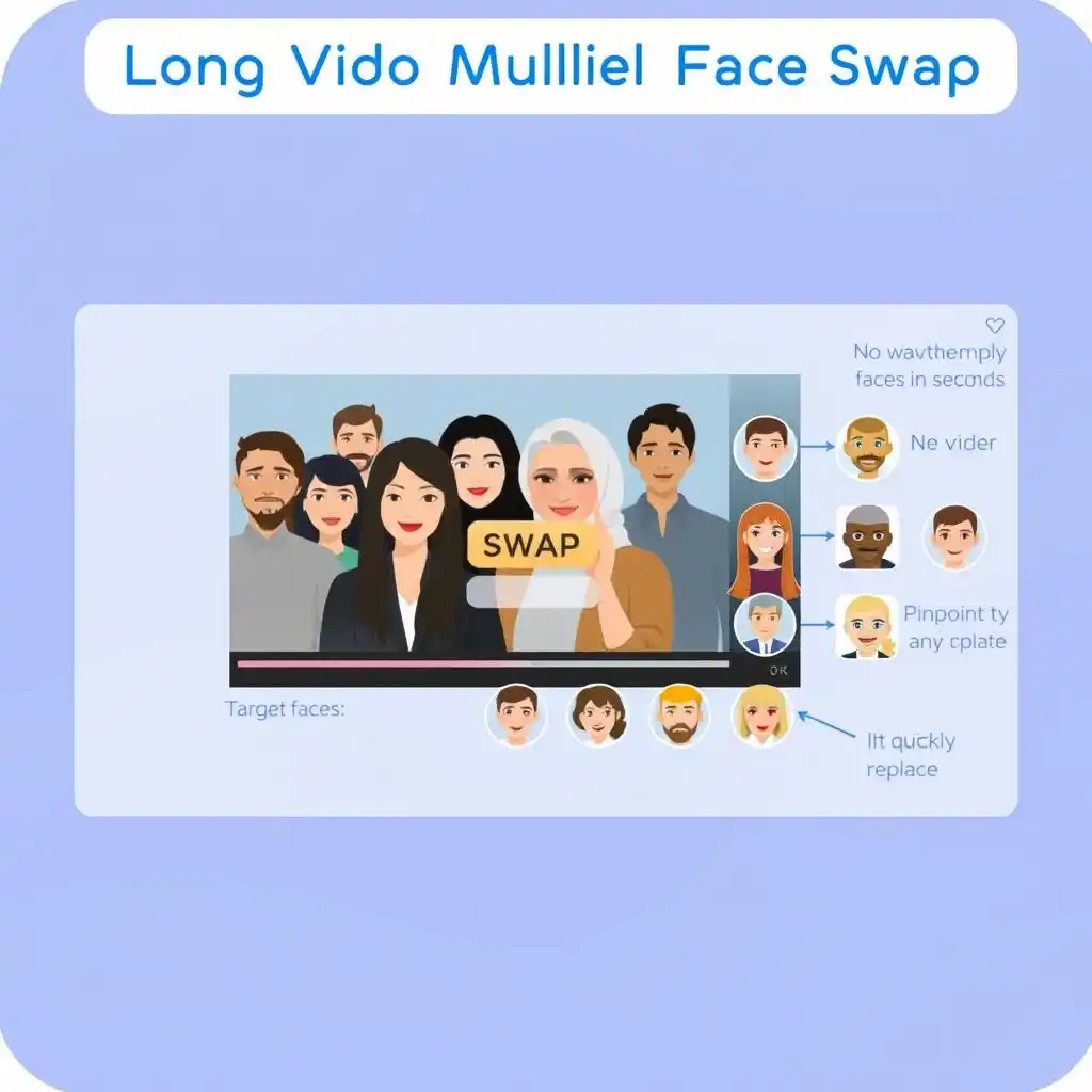 Expérience de changement de visage vidéo professionnel et efficace, peu importe le nombre de visages dans la vidéo, il peut être situé avec précision et changer rapidement de visages.