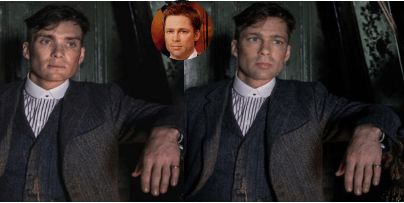 O rosto de um homem é substituído pela AI Video Face Swap em um filme
