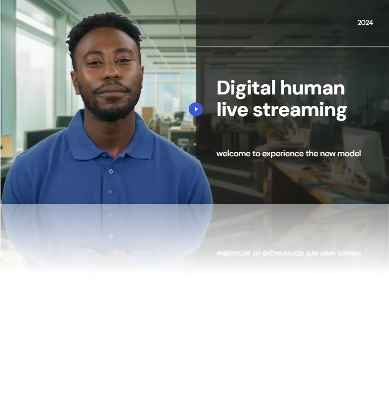 Um vídeo de transmissão ao vivo da âncora de IA gerada pelo software de mudança de rosto