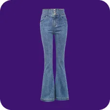 Et par blå jeans med svaj, skabelon til AI-tøjbytte.