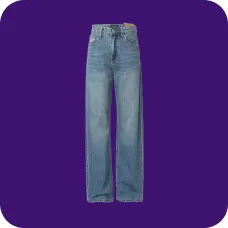 Et par blå jeans med lige ben, skabelon til AI-tøjbytte.