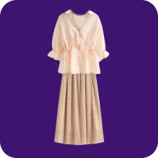 En beige langærmet kjole, skabelon til AI-tøjbytte.