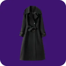 En sort langærmet frakke, skabelon til AI-tøjbytte.