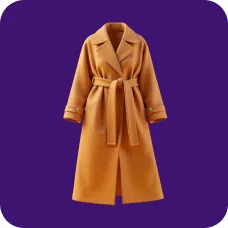 En brun langærmet frakke, skabelon til AI-tøjbytte.