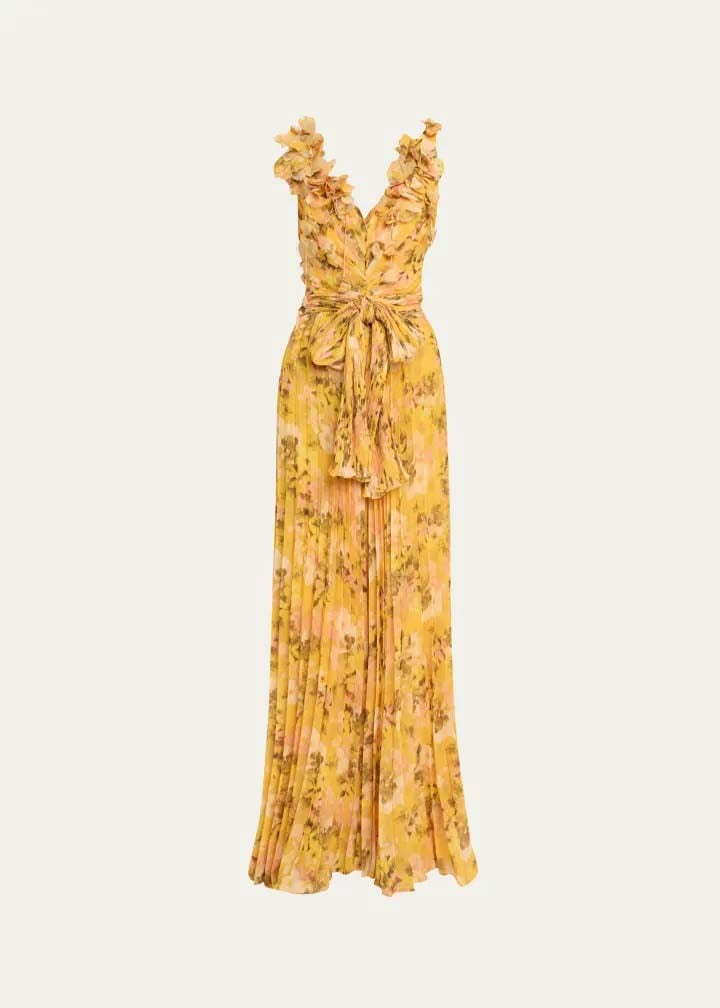 Este es un vestido floral amarillo, que se usa para mostrar a los usuarios cómo cambiar la ropa.
