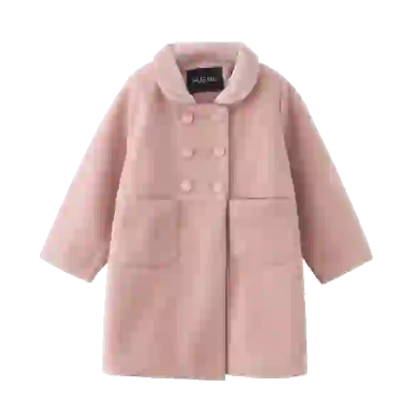 Yapay zeka kıyafet takası için şablon olarak kullanılan lotus pembesi yünlü bir ceket.