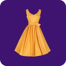 En orange ærmeløs kjole, skabelon til AI-tøjbytte.