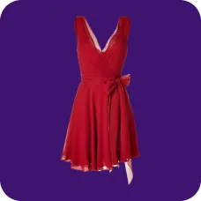 En rød ærmeløs kjole, skabelon til AI-tøjbytte.