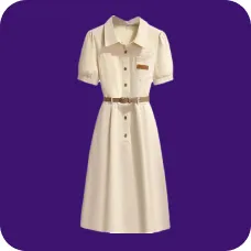 En hvid langærmet kjole, skabelon til AI-tøjbytte.