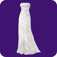 En hvid ærmeløs maxikjole, skabelon til AI-tøjbytte.