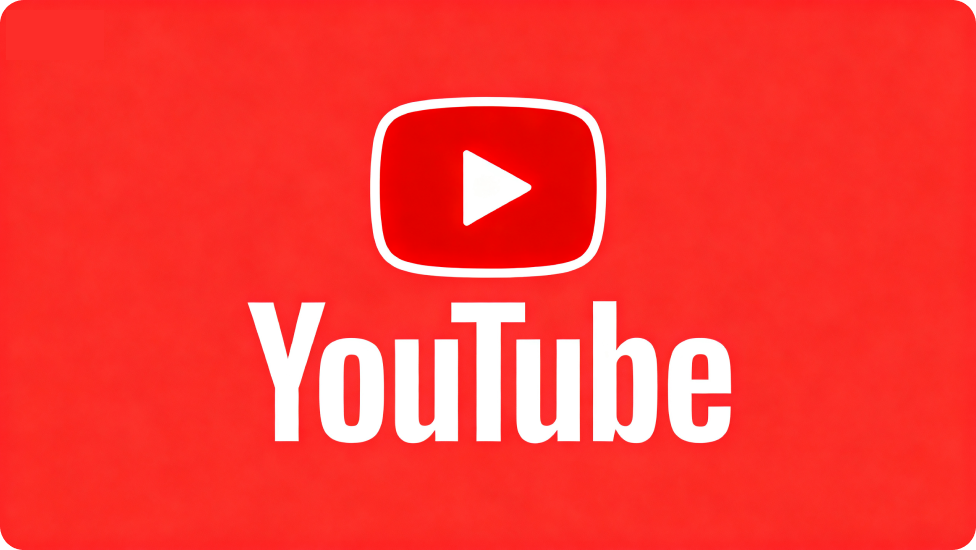 Et Youtube-logo med rød baggrund.