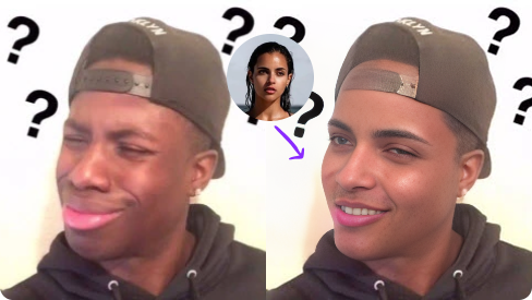 Comparison between the original confused black guy meme and the face-swapped version.